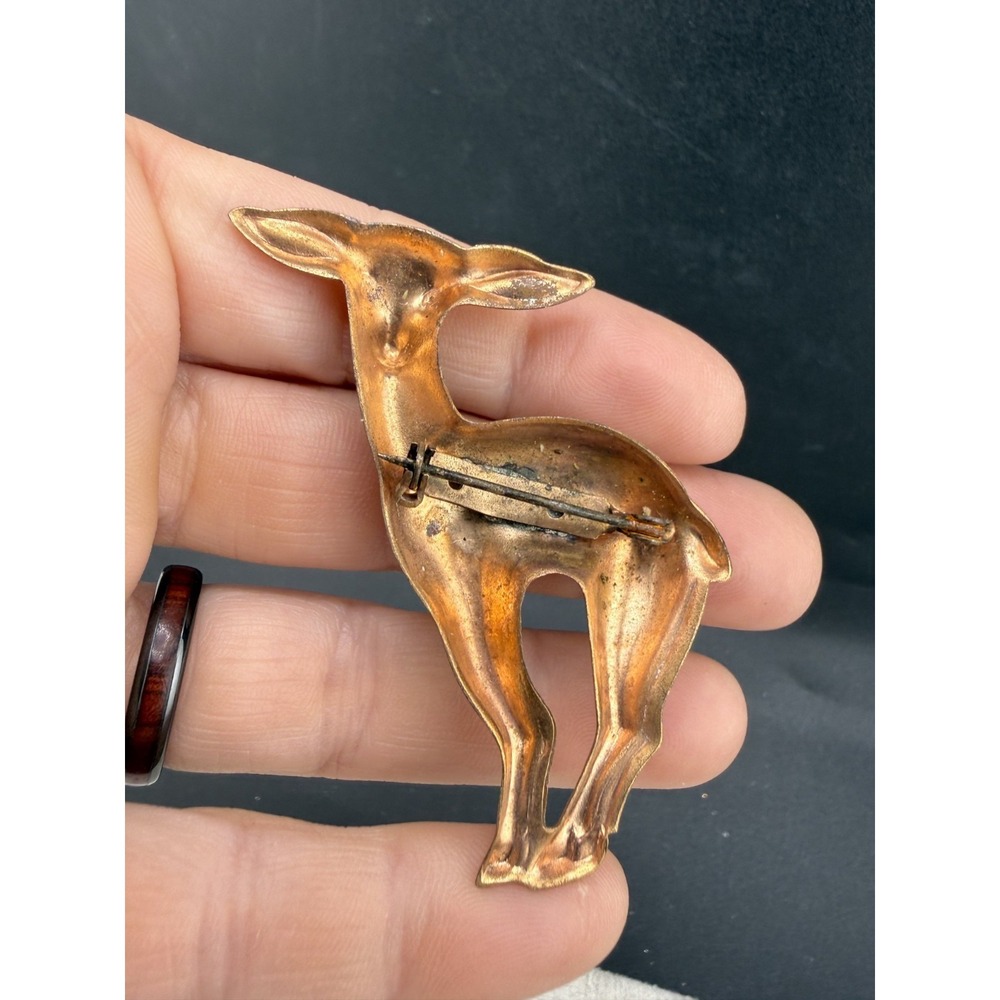 Vintage Deer Brooch Lot of 2 Gold Tone - Picture 6 of 8